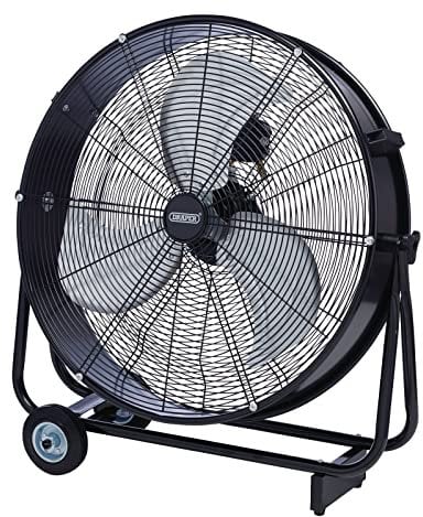 Draper 03365 110V Drum Fan, 24/610mm, 125W, Fan for Commercial, Office, Warehouse, Silver and Black