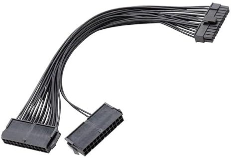 Mugetech 24-Pin Dual PSU Power Supply Extension Cable for ATX Motherboard (12 Inch/30 cm)