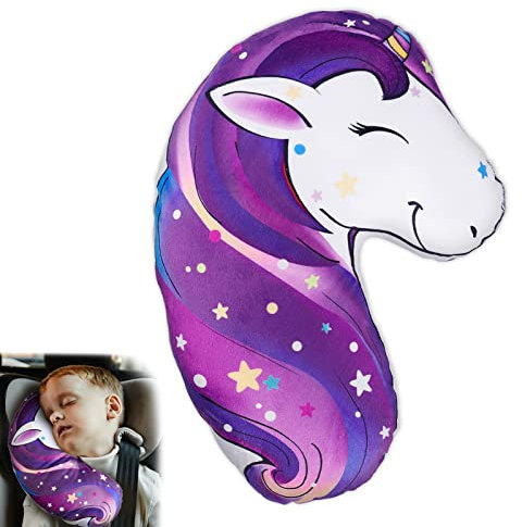 Beinou Gurtpolster Kinder Gurtkissen Autogurt Polster Schlafkissen Auto Sicherheitsgurt Kissen Einhorn Nackenstütze Kopfstütze Pad