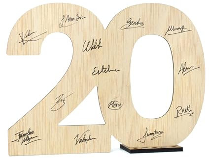 CONTRAXT Dekoschild zum 20. Geburtstag oder Jahrestag Geschenkidee für 20 jährige Männer & Frauen Tischdeko Gästebuch zur Feier