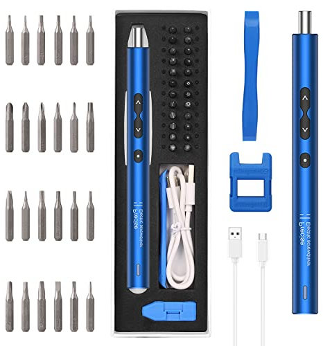 Ankilo Mini Electric Screwdriver, 28 in 1 Präzisions Power Schraubendreher Set mit 24 Bits, Magnetische Feinmechaniker Schraubenzieher, Elektroschrauber mit LED-Leuchten für Telefon,Uhren,Laptop