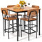 LIFEZEAL Juego de Comedor de 5 Piezas, Mesa de Comedor Cuadrada con 4 Sillas, Mesa de Cocina de Estructura Metálica, Mesa y Silla de Bar