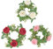 Holibanna 3 Stück Rose Kerzenringe Eukalyptus Kerzenkranz Kerzen Kranz Ringe Dekokranz Blumenkranz Hochzeit Säule Kerzenhalter für Stumpenkerzen Stabkerzen Weihnachten Tischdeko Landhaus Deko