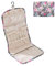 Periea ‘Cleo’ Travel Jewellery Organiser Roll Foldable Jewelry Case for Journey - Rings, Necklaces, Bracelets, Earrings (Floral Grey, Large)