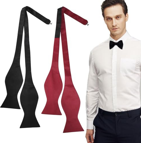 EUPSIIU 2 Stücke Herren Fliege zum Selberbinden Schleife Querbinder,Verstellbare Herren-Fliege, formale einfarbige klassische vorgebundene Fliege,Einstellbar Bow Tie für Hochzeit Party (2 Stücke)
