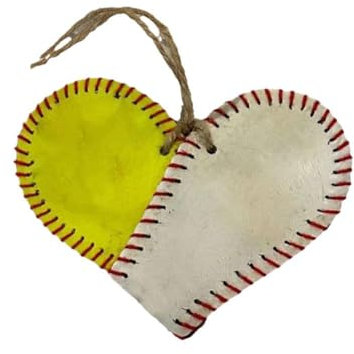 1 x handgefertigtes Vintage-Baseballherz, Baseball-Herz-Ornament, lustiges Weihnachten für Baseball-Baum-Geschenk, Dekoration, Liebhaber