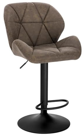 WOLTU Barhocker 1er Set Barstuhl Tresenhocker Bistrohocker Designer Hocker mit Rückenlehne, höhenverstellbar, drehbar, Kunstleder Stahl, Dunkelbraun, BH287dbr-1