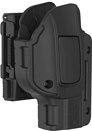 G19 360 Grad drehbare Hülle für Glock 19 G23 G32 Gen 1,2,3,4 G19 gen5, OWB Level 2 Taktische Hülle Rechte Hand Automatische Verriegelung/Index Freier Gürtel Außengurt versteckt