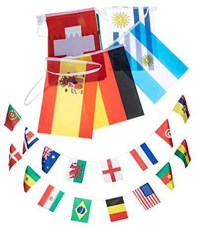 Sosoport Polyester 32 Länder String Flagge Welt Nationalflagge String Für Party Dekorationen