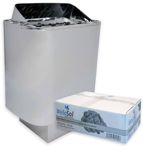 Well Solutions Edelstahl Saunaofen Next 8 kW - WelaSol Saunasteine - für finnische Sauna von 7-13 m³
