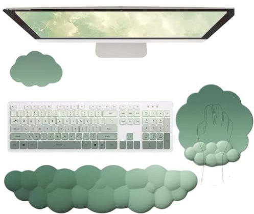 Cloud Keyboard Wrist Rest Dark Green Mouse Pad with Wrist Rest Ergonomic Wrist Pad Memory Foam Non-Slip Wrist Support for Computer Laptop Gaming Home Office Relief Typing Pain Green