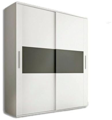 HOGAR24 ES - Armario 2 Puertas Correderas, Armario Dormitorio, Diseño Moderno, Color Blanco-Grafito, Medidas: 180 cm x 207,6 cm x 55 cm