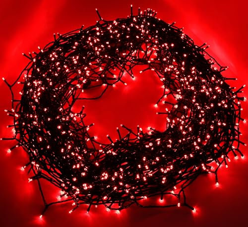 Christmas Concepts® Super Bright LED 8 Multi Function Low Current Energy Saving Long Lasting Christmas Fairy String Lights Energy Class A+++ (Red, 1000)