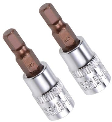 TA-VIGOR 2Pcs Hex Bit Socket, 1/4 Drive x H5 (5mm) Allen Key Socket, Premium S2 Steel Bits, Hex Bit with 38mm Length for Ratchet Wrench, Torque Wrench, Slide Bar, Impact Power Drills