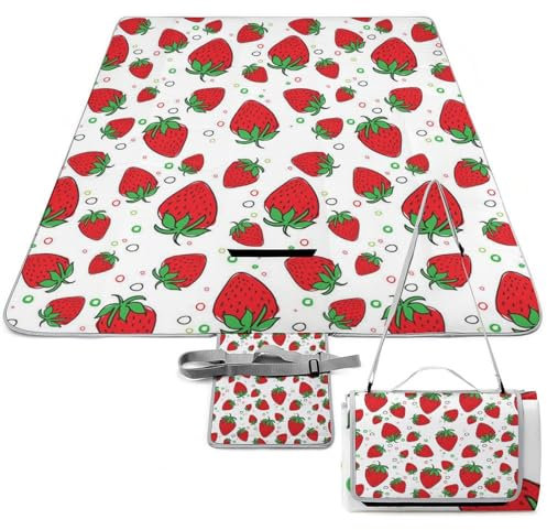 Cmagnifico Picknickmatte, quadratisch, Erdbeere, Picknickdecke, Outdoor-Teppiche, 148 x 148 cm