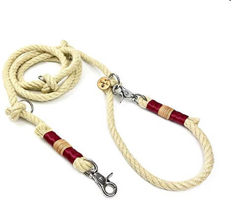 Hundeleine für große Hunde | extra stark bis 90 kg mit Premium Edelstahl Scheren-Karabiner | Angsthunde, aggressive Hunde | Führ-Leine & Schlepp-Leine | reißfest, verstellbar (Bordeaux)