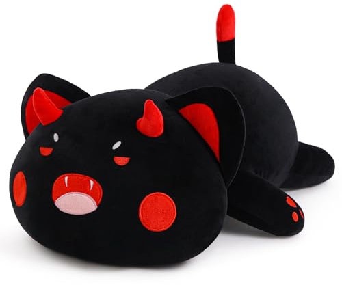 SNOWOLF Nette Katze Plüsch Umarmung Kissen Gefüllte Tiere Spielzeug, Kawaii Plüsch Spielzeug Super Soft Cartoon Wurf Kissen für Mädchen Jungen Brithday Geschenk (30cm, Schwarz)