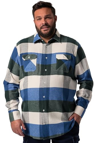 Men Plus Herren Große Größen L-8XL Kariertes Flanellhemd Langarm und Kentkragen, Comfort FI 834494