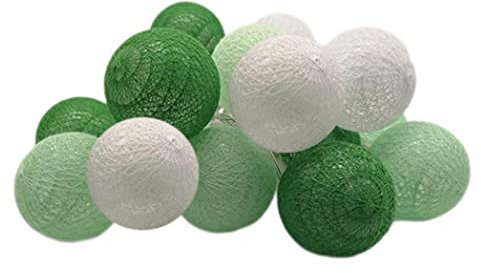 Csafyrt LED Cotton Ball Light String Light 20 Cotton Balls Fairy Lights Battery Powered 300cm Festival Christmas Wedding Green