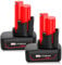 ASUNCELL 2 baterías de iones de litio de 12 V 8 Ah compatibles con Milwaukee M12B 48-11-2411 48-11-2420 48-11-2401 48-11-2402 48-11-2401 batería de repuesto para Milwaukee 12 V M12