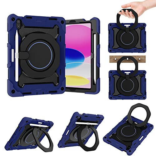 Fundas para tabletas Estuche Compatible with niños Compatible with iPad 10th Generation 10.9 pulgadas 2022 Release, 360 ° Asa giratoria Estuche con soporte Carcasa tres en uno resistente a roturas, a
