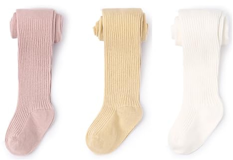 IYOU Lot de 3 collants pour bébé fille - Blanc - Pour le printemps, l'automne et l'hiver - Pour bébé de 6 à 12 mois