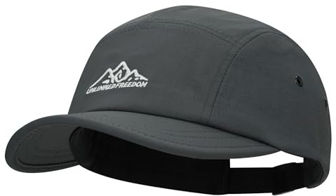 Clakllie Quick Dry Short Brim Basecap Wasserdicht 5 Panel Running Cap Verstellbar Baseball Cap mit Kurzem Schirm Atmungsaktiv Trucker Cap,BSSD2550-Grey