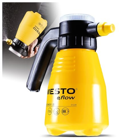 Mesto e.flow e.Flower 1.5 Akku-Drucksprüher 1,5L | Akku Sprühflasche 360° | Drucksprühflasche Garten | Sprühflasche Pflanzen | Pflanzensprüher | Verstellbare Düse | Digitale Akkuanzeige