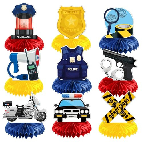 9Stk Polizei Waben Partydekoration,Polizei Thema, Kinderzentrum Desktop Wickels, Jungen Mädchen Geburtstag Dekorationsartikel, Verkehrsmittel Dekoration,Artikel für Kindergeburtstage