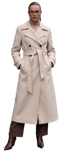 Roman Originals Textured Premium Belted Smart Coat for Women UK - Ladies Everyday Autumn Winter Comfy Soft Evening Vacation Work Party Night Out