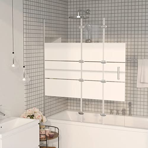 Pare Baignoire, Paroi de Douche Paroi de Baignoire pliable ESG 120x140 cm Blanc
