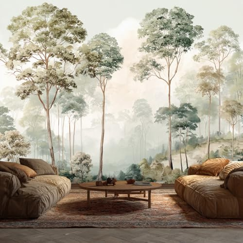 Generisch Papier Peint Panoramique Arbre Jungle Chambre Salon Cuisine Intissé, Papier Peint Motif Forêt, Deco Murale Arbre Jungle, 315 x 215 cm