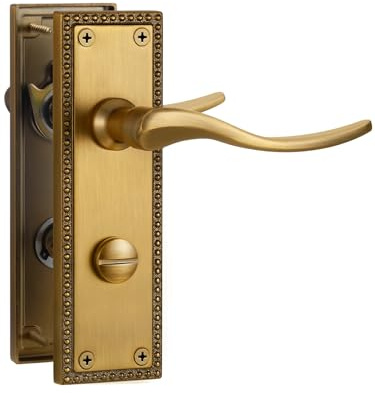 SORWDUERM 1 Pair Victorian Scroll Antique Bronze Internal Door Handles,Short Bathroom Lever Set for Interior Wooden Doors,Fits Standard UK Door,Zinc Alloy