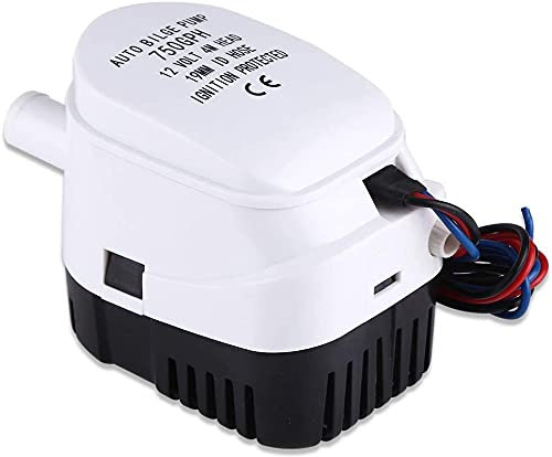 Yctze Bilge Tauchpumpe, Wasser Bilgenpumpe 12V 750GPH Automatische Tauch-Bilgenwasserpumpe mit Schwimmerschalter für Boot, Industriell, Kunststoff, Edelstahl, Weiß