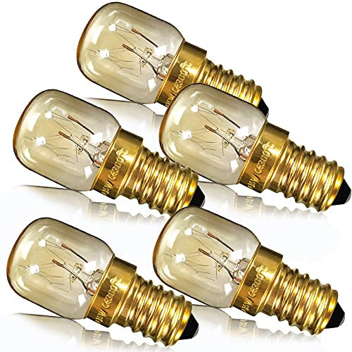 YANUODA Bombilla para horno 15W 300 ° C Pequeño tornillo Edison E14 Base de latón Bombilla para lámpara de sal Lámpara Pygmy (5)