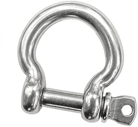 10mm (3/8) - Marine Grade A4 Stainless Steel Winch D Omega Ring Shackle Dee Lock (Pack of 2)