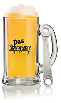 Ritzenhoff & Breker Bierkrug mit Motiv + Flaschenöffner, Geschenkset - (Das knallt)