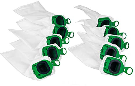 Lot de 10 sacs d'aspirateur haute performance en microfibre non-tissée + 1 filtre moteur pour aspirateur sans fil Vorwerk Kobold VB100 - Sacs filtrants de rechange pour Vorwerk FP100