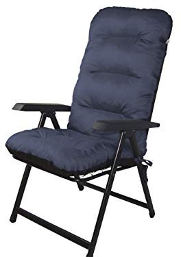 Bjird 4 x Stuhlauflagen für Gartenmöbel Sitzpolster für Hochlehner Gartenmöbelauflagen, Chair, Gartenstuhl-Auflage - 120 x 48 x 7 cm - Navyblau - 4 Stück