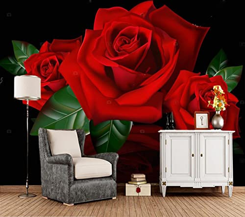 YABAOST Waterproof Pvc Fototapete Xxl 360X250Cm Selbstklebend 3D Wandbilder Rot Rosen Blumen 3D Fototapeten – Wandbild Dekoration Foto-Tapete Wandtapete Fotoposter Wanddeko