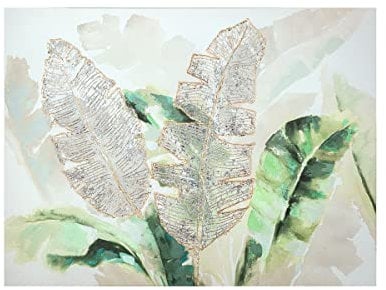 GILDE Deko Bild auf Leinwand - Wandbild - Blätterflora - 90 x 120 cm