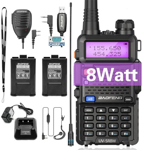 Radio Uv-5R 8W Radio Ham De Alta Potencia Radio De Mano De Dos Vías Con Doble Batería Cable De Programación Extra Ar-771 Antena Altavoz Micrófono Kit