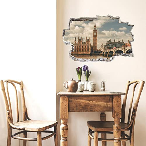 3DC0003-01 Wandtattoo - Ideen Möbel - Big ben 3D - Maße 60 x 40 cm - Wanddekoration, Wandaufkleber, Tapeten