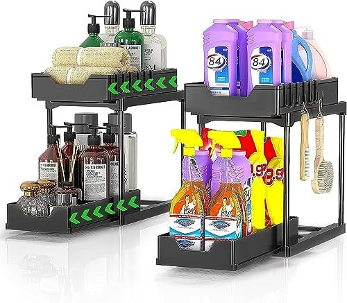 Meltrck - Lot de 2 Rangement sous Évier - Organisateur sous Evier Tiroir Coulissant à Extraction - Rangement Et Organisation De Cuisine