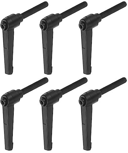 sourcing map 6pcs Adjustable Clamping Lever Handles M8 x 50mm Male Thread Bolt Knobs Rotating Screw Locking Quick Release Ratchet Push Button Handle, Black