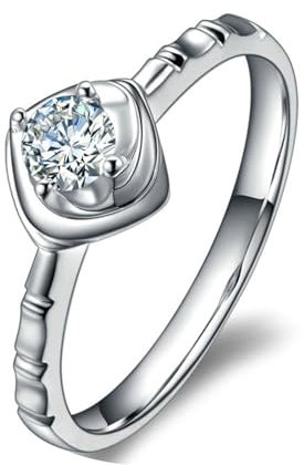 ANAZOZ Eheringe Platin 950, Ringe Moissanite 0.2 Karat und Moissanit Karat Verlobungsring Frauen größe 48 (15.3)