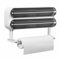 Quasziwa Magnetic Cling Film Dispenser and Cutter - Advanced 3-in-1 Wall-Mounted Kitchen Roll Holder, Refillable Plastic Wrap & Tin Foil Dispenser with Paper Towel Holder - Fits 12 Roll, Black