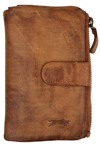 Zakatte • VEN-Tomy • Damen Geldbörse aus Leder Handgefertigt Brieftaschen Portemonnaie VT912 (Cognac)