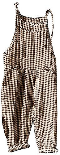 Salopette Donna Estiva In Lino Casual Big Pants Moda Donna Jumpsuit Monopezzi Ragazza Stampate Taglie Forti Con Spalline Tinta Unita Con Tasche Senza Maniche Vintage Pantaloni Tuta Donna