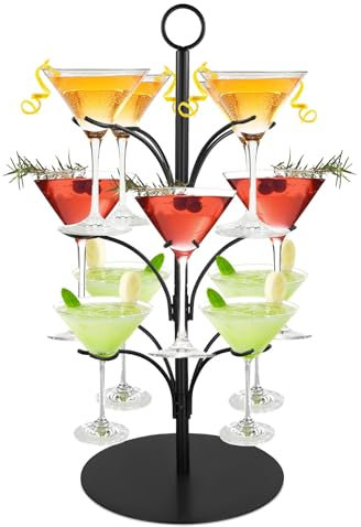 Aofesel Aperol Tour pour 12 verres, support d'arbre à cocktail, tour de boissons, arbre de service pour cocktails, cadeau d'anniversaire pour femme, cadeau d'apérol, sarti rose apéritif – 3 niveaux